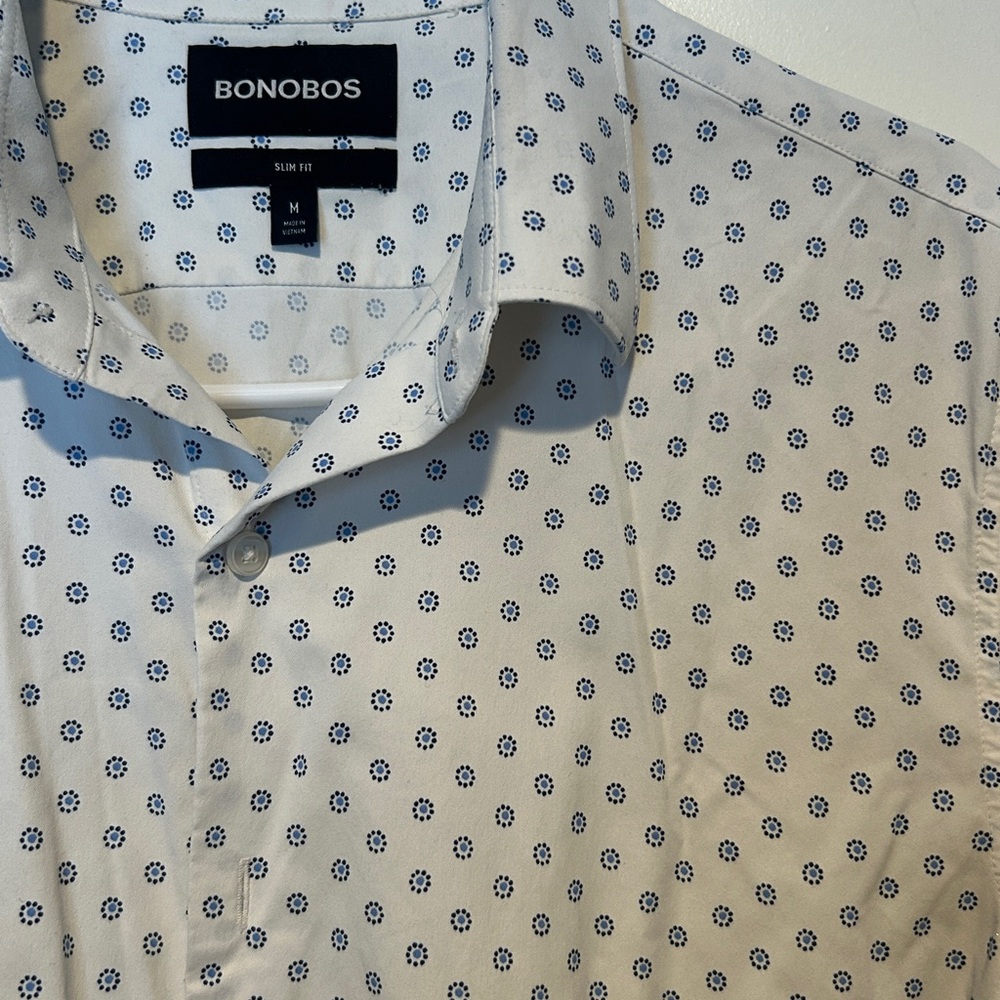 Bonobos Men's white and Blue Floral Shirt